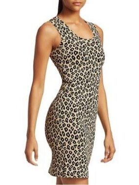 Preloved Theory Leopard-Print Knit Dress in Beige and Black